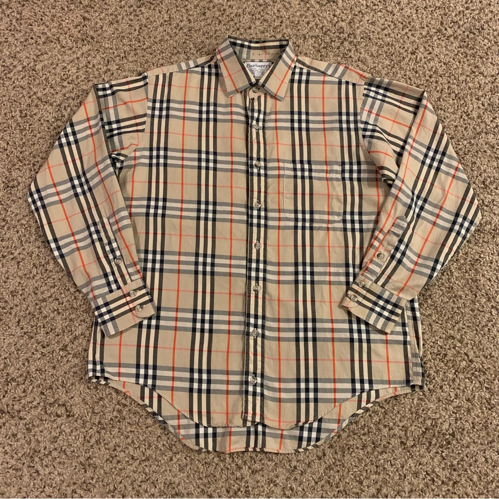 Vintage Burberry (Burberrys) Nova Check Long Sleeve Button Up Shirt Made In USA